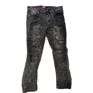 Rock Salt Distressed Black Jeans Mens 38x31